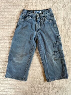 Utility Blue Denim Cargo Jeans for Kids 557